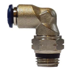 5/32 in. x 10-32 Push-In x Male NPT Swivel Elbow, Nickel-Plated