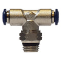 1/4 in. x 1/4 in. Push-In x Male NPT Swivel Branch Tee, Nickel-Plated