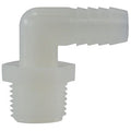 3/16 in. x 1/4 in. Hose Barb x Male NPT White Nylon Elbow - 33381W