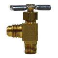1/4 in. x 1/8 in. Brass Needle Valve, 90-Degree, Male Flare x Male NPT - 46036